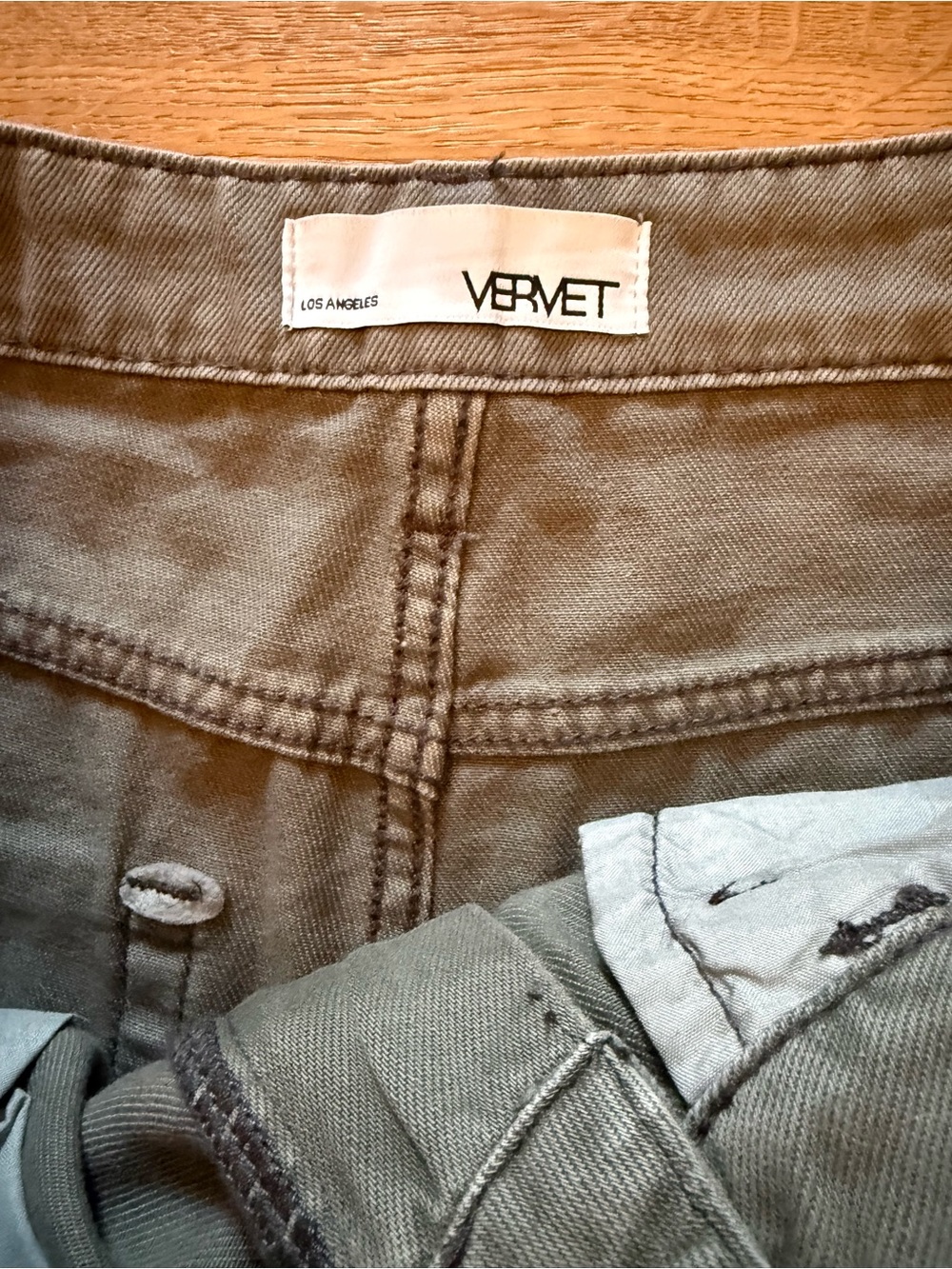 Vervet Olive Distressed Wide-Leg Jeans - Picture 2 of 4